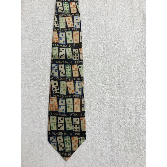 Structure Dominos Mens Vintage Novelty Tie Necktie - Picture 5 of 7